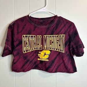 Red and Black Crop T-Shirt with Bold Text